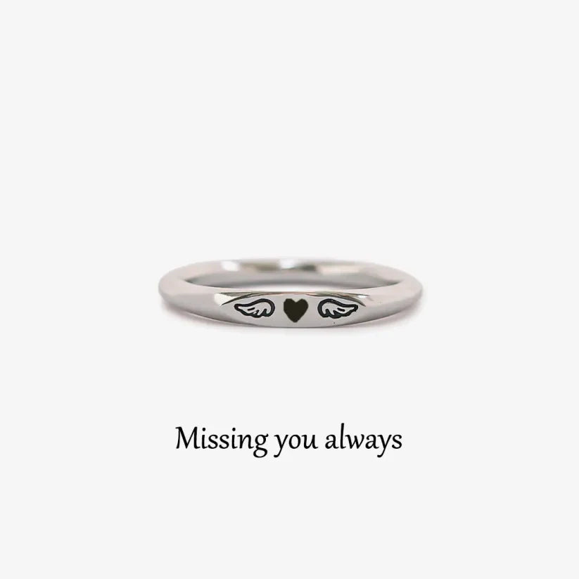 For Memorial | Tiny Heart with Wings Ring