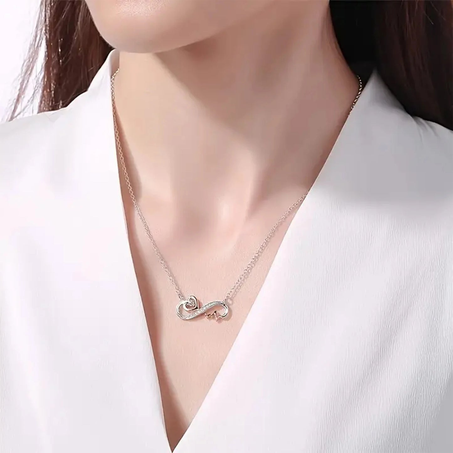 Mother & Daughter Infinity Heartbeat | Necklace