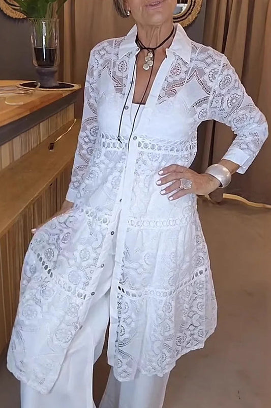 Cassia | Elegant Lace Button Shirt – Timeless Elegance, Everyday Comfort