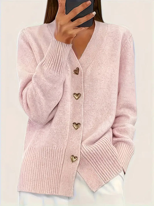 ADELE | Elegant Heart Button Cardigan