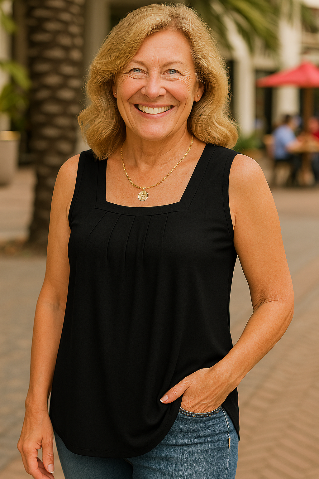 Colleen Sleeveless | Pleated Comfort Top – Confidence Without Compromise