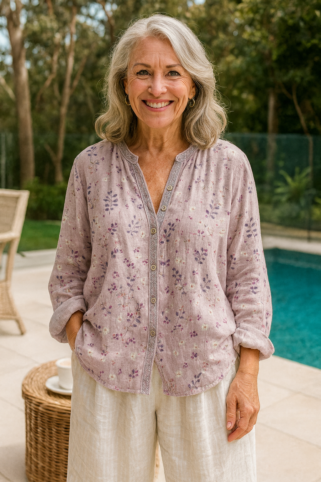 Fern | Relaxed V-Neck Blouse – Timeless Style, Effortless Comfort