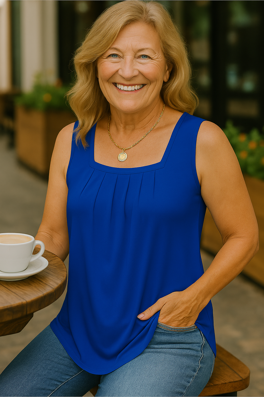 Colleen Sleeveless | Pleated Comfort Top – Confidence Without Compromise