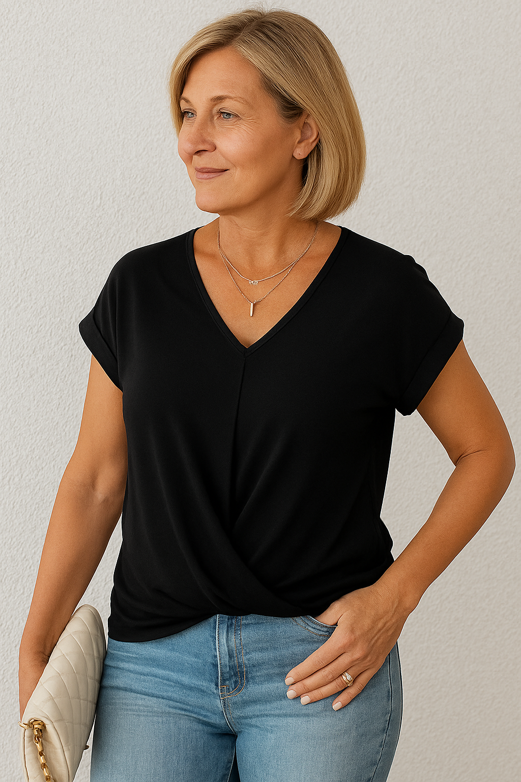 Liana | Soft Drape Twist-Front Top - Flattering, Comfortable & Elegant