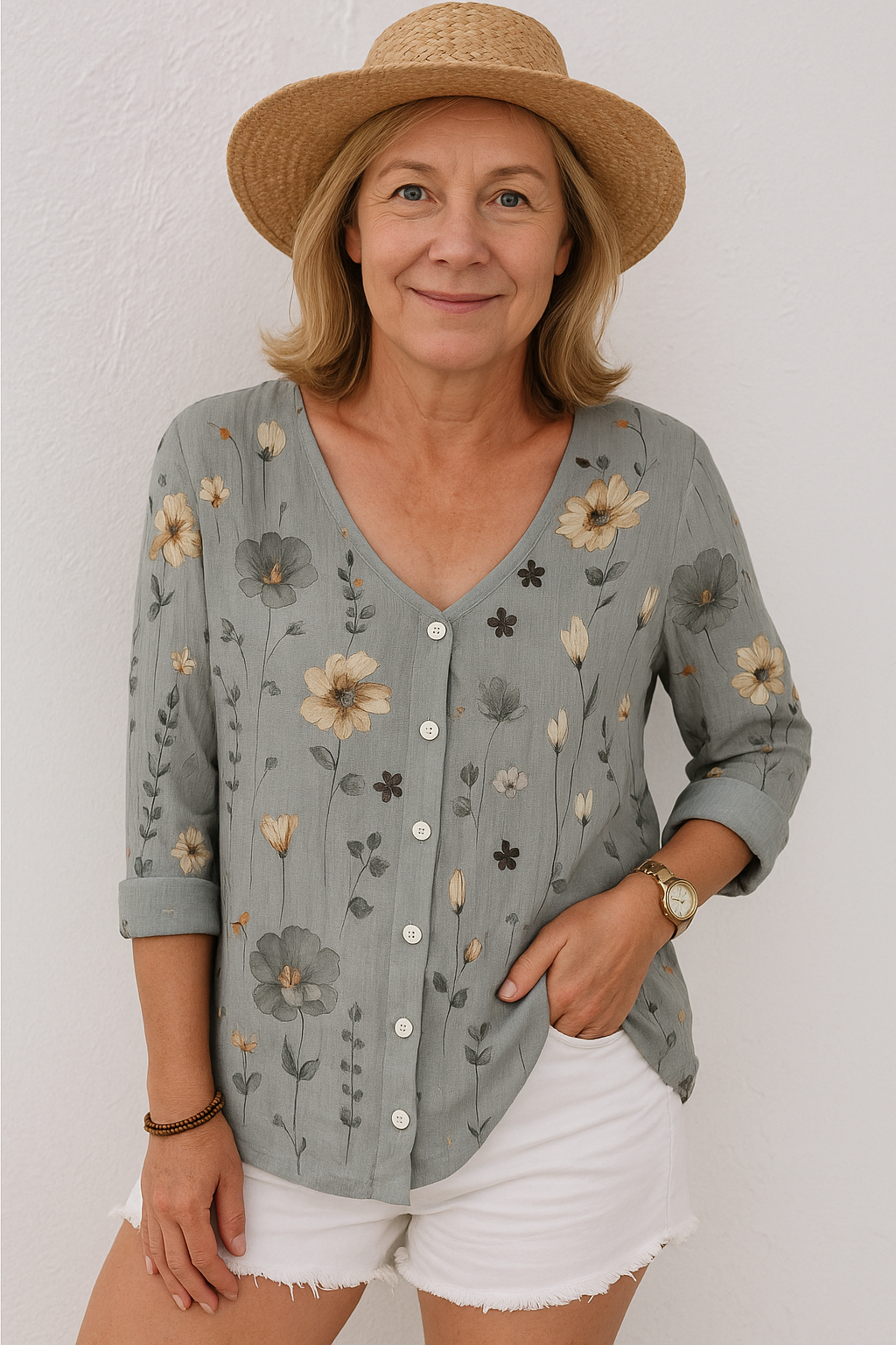 June |  Floral Top - Natural Grace, Effortless Fit