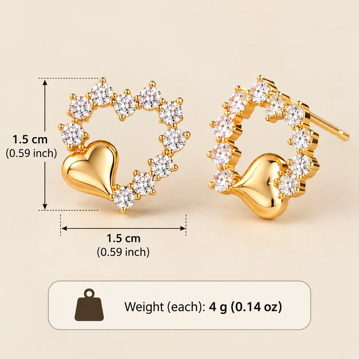 Sparkling Heart Earrings – Elegant Crystal Love Studs
