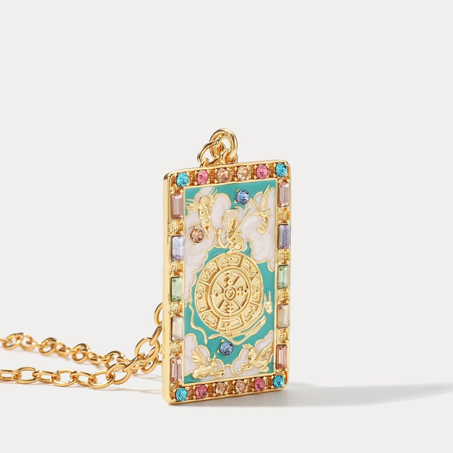 Wheel of Fortune Tarot Card Necklace