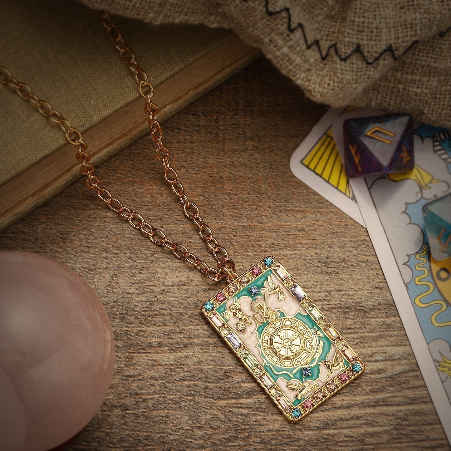 Wheel of Fortune Tarot Card Necklace