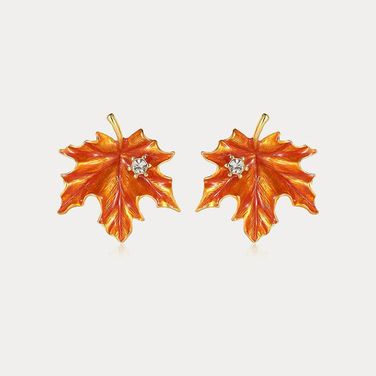 Orange Maple Leaf Earrings