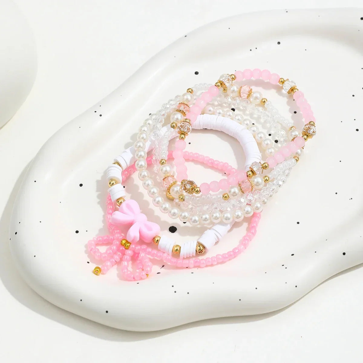 Pearl Love Bow Bracelet Set