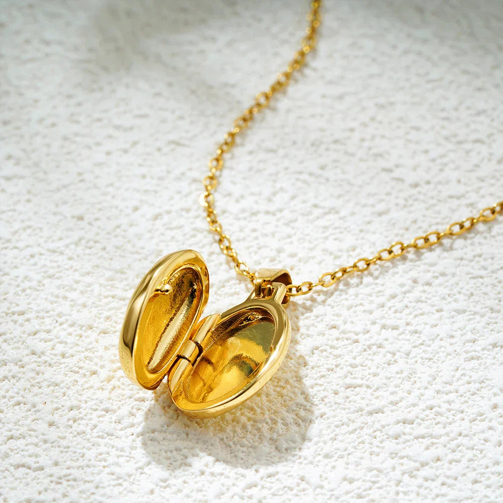 Antique Oval Stainless Steel Photo Locket