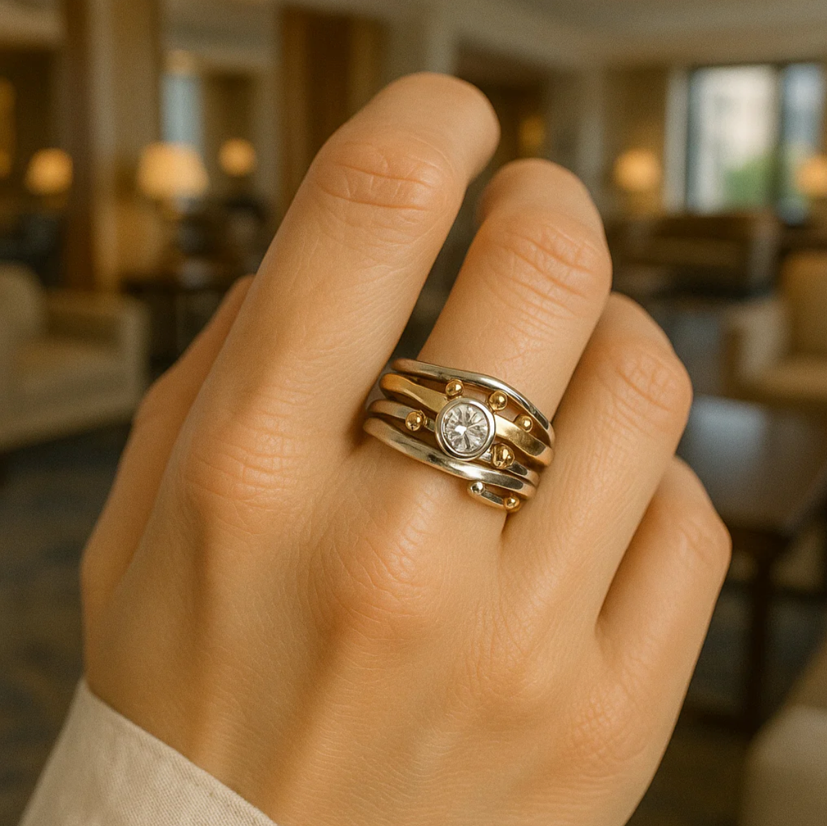 Vintage Gold Inlaid Zirconia Ring