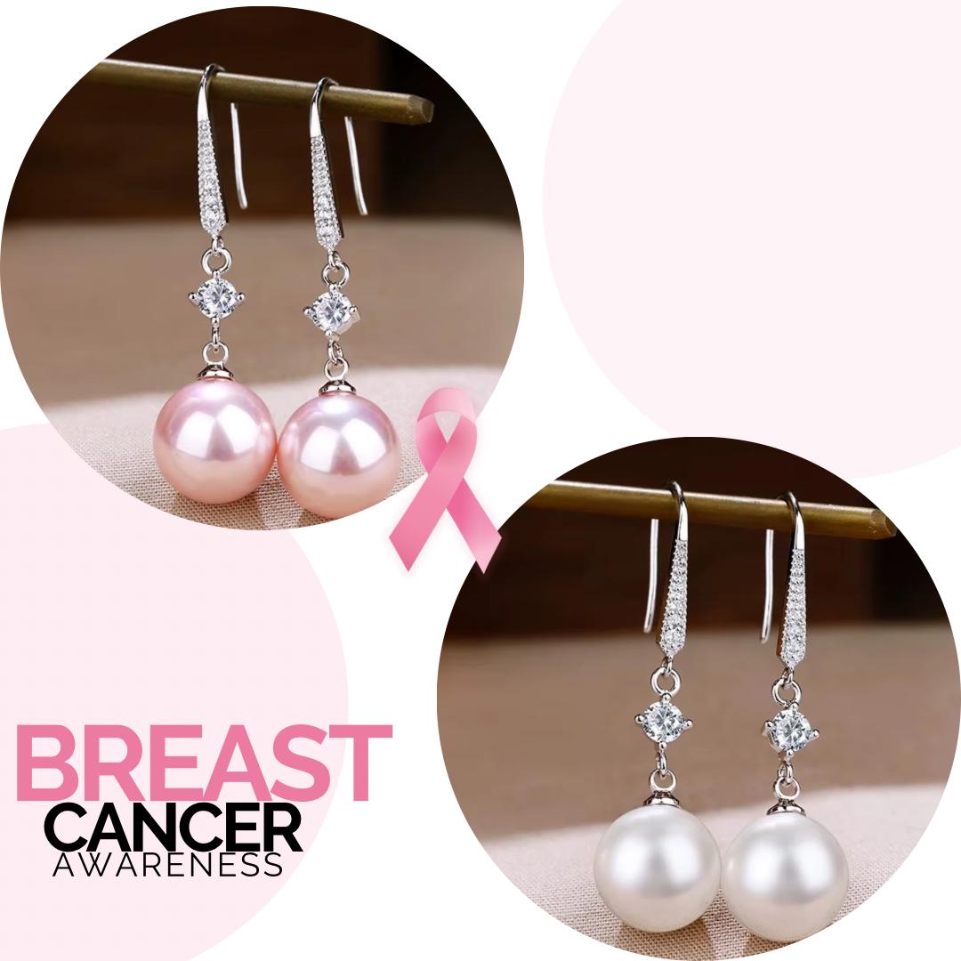Breast Cancer Awareness | Hanging Silver Pearl Drops | 1+1 Free Today