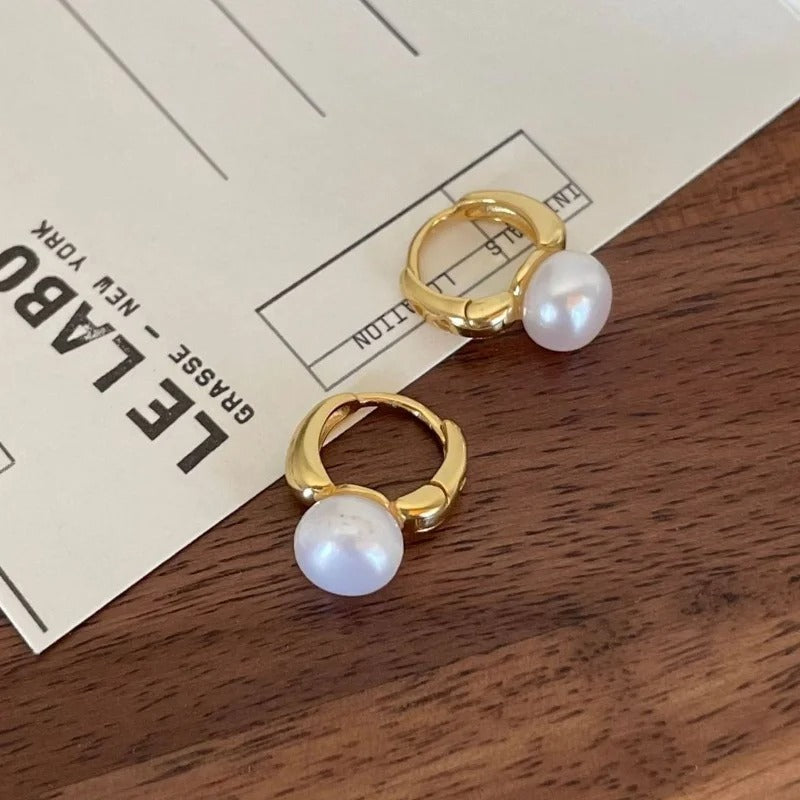 Unique Golden Pearl Earrings