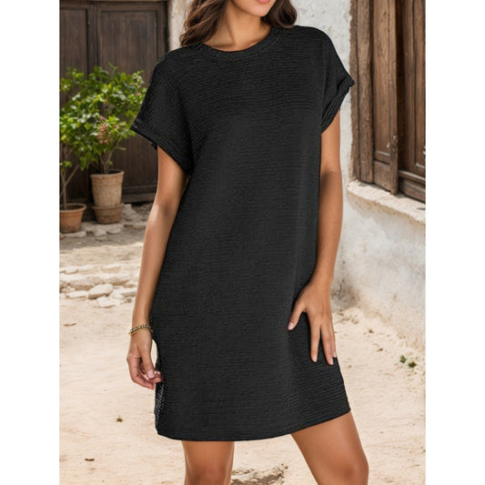 Doreen | Casual Pocket Roll-Sleeve Dress