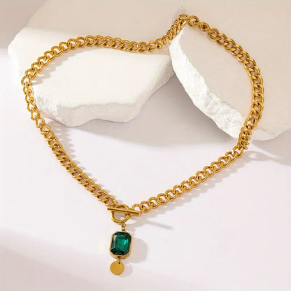 Emerald Gold Chunky Necklace