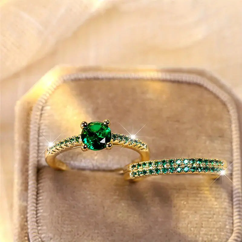 Gold Serena Emerald Jewellery Set