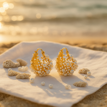Golden Dawn Pearl Earrings