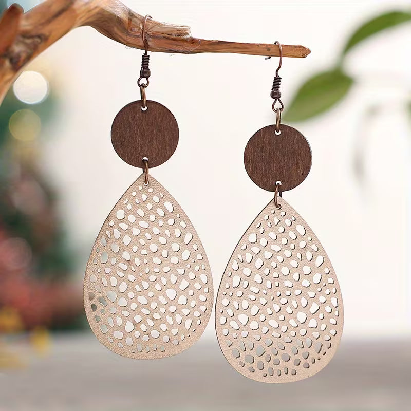 Vintage Leather Drop Earrings
