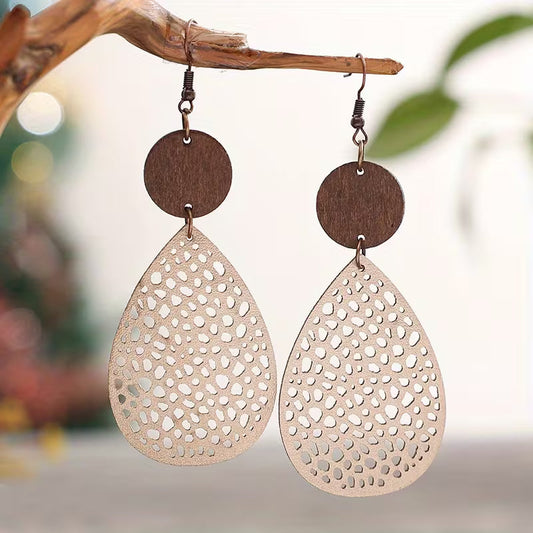 Vintage Leather Drop Earrings