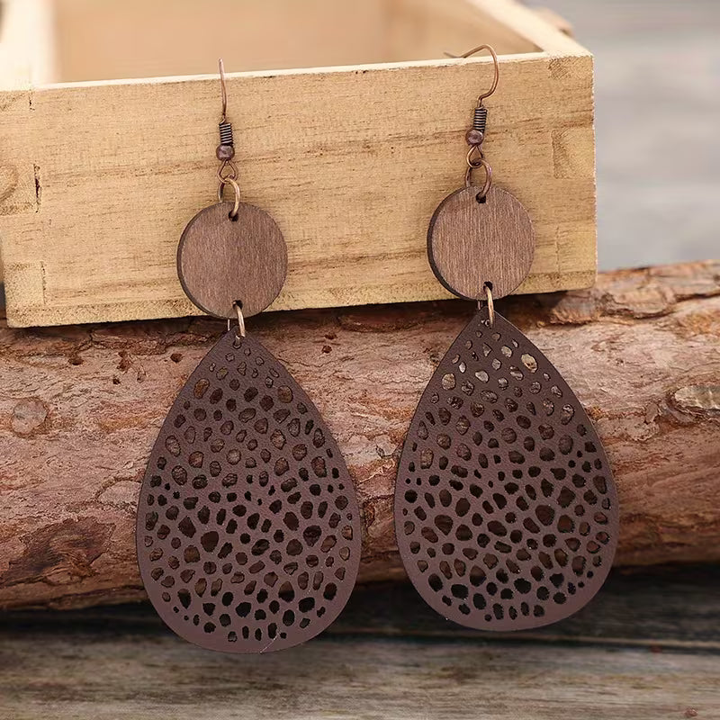 Vintage Leather Drop Earrings