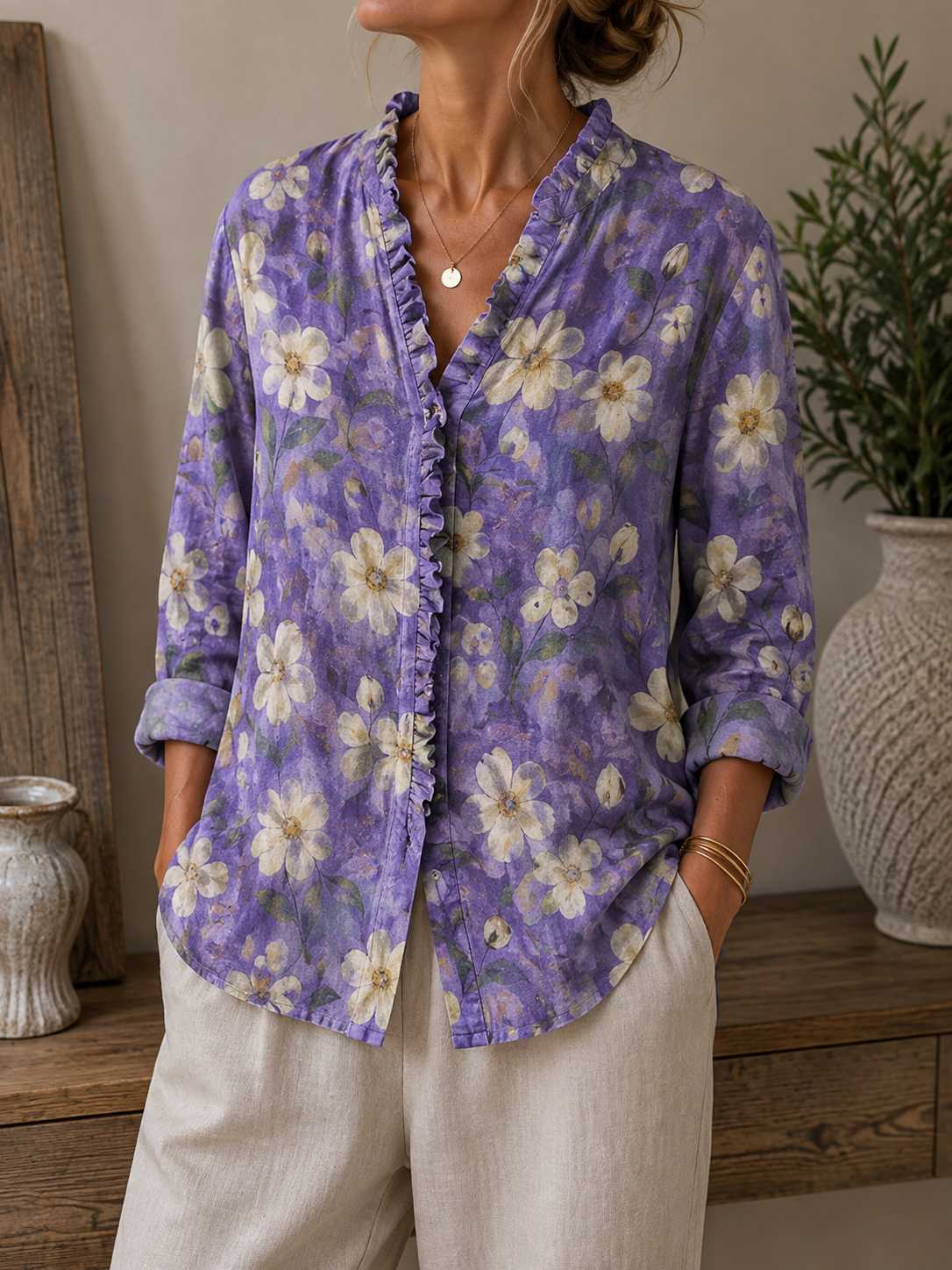 Wear Pink | Eline Purple Flower Blouse