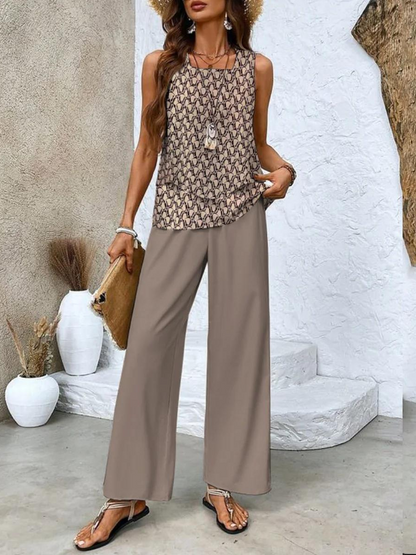 Juliette™ Elegant Two-Piece Set | Flowing Blouse and Wide-Leg Trousers
