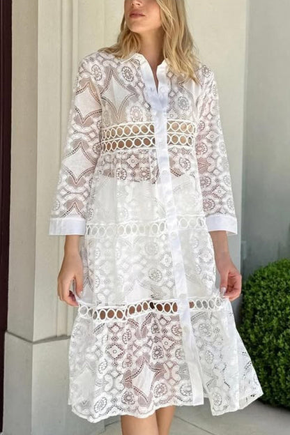 Cassia | Elegant Lace Button Shirt – Timeless Elegance, Everyday Comfort