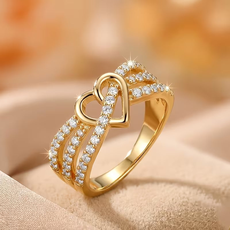 Gold Heart Sparkle Ring