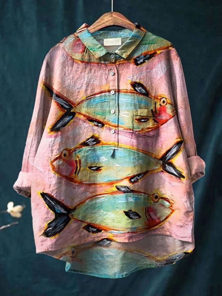 LENA | Artistic Fish Shirt