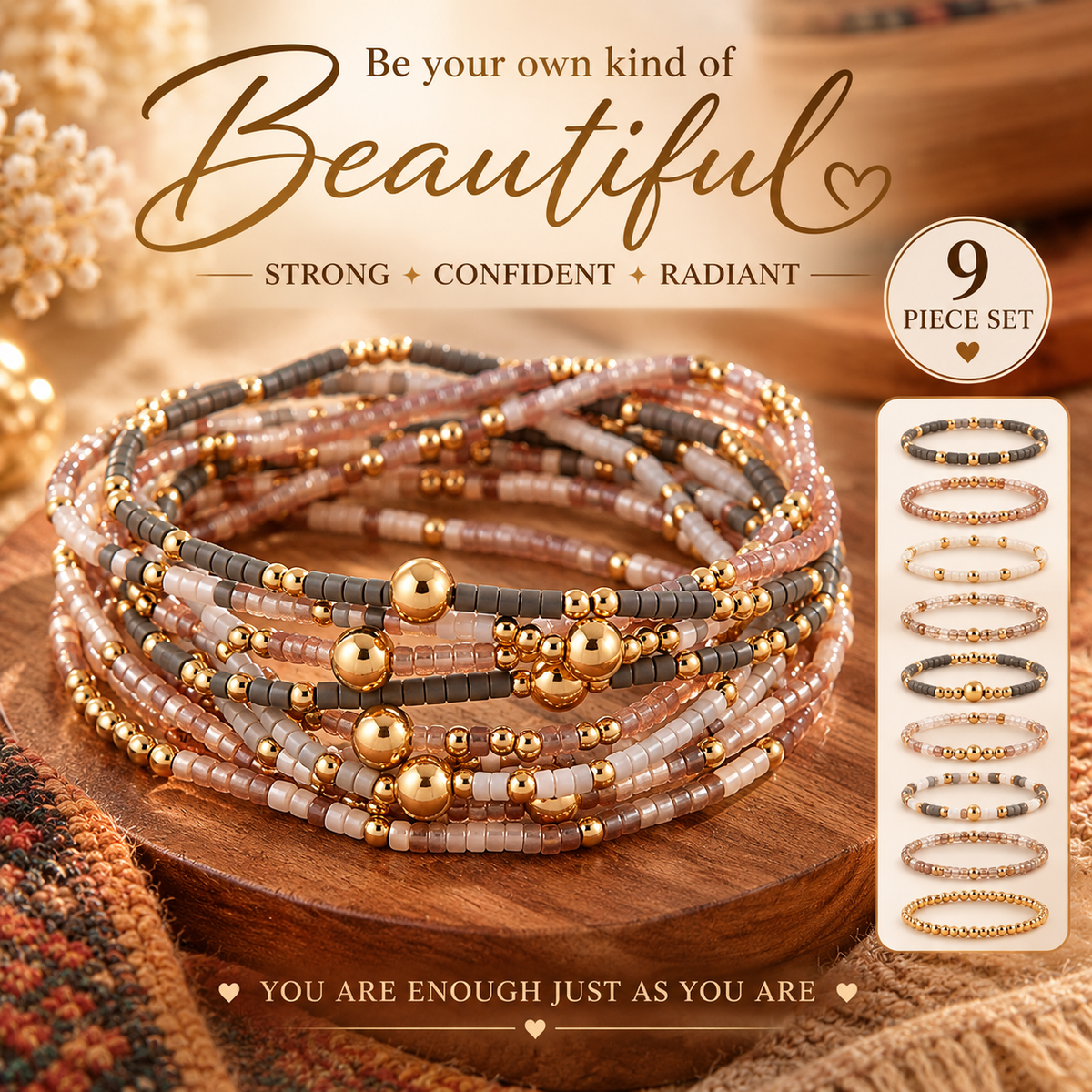 Be Your Own Kind of Beautiful – 9-Piece Bracelet Set