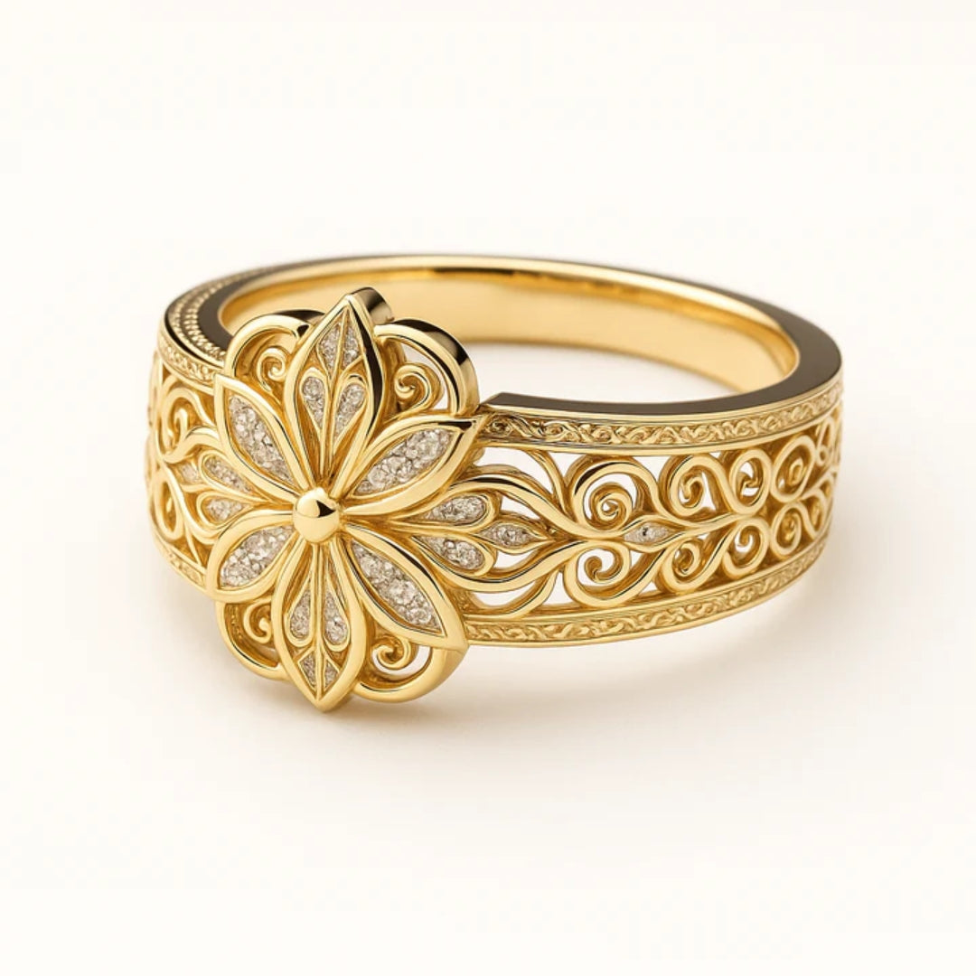 Flower Zirconia Exotic Gold Ring
