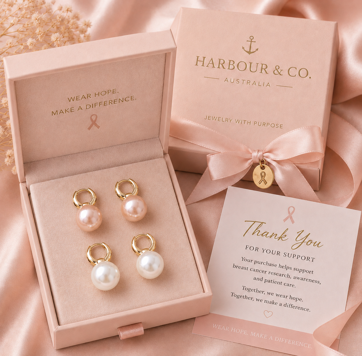 Pearls With a Purpose Breast Cancer Earrings