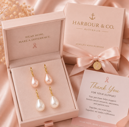 Breast Cancer Awareness | Hanging Pearl Drops