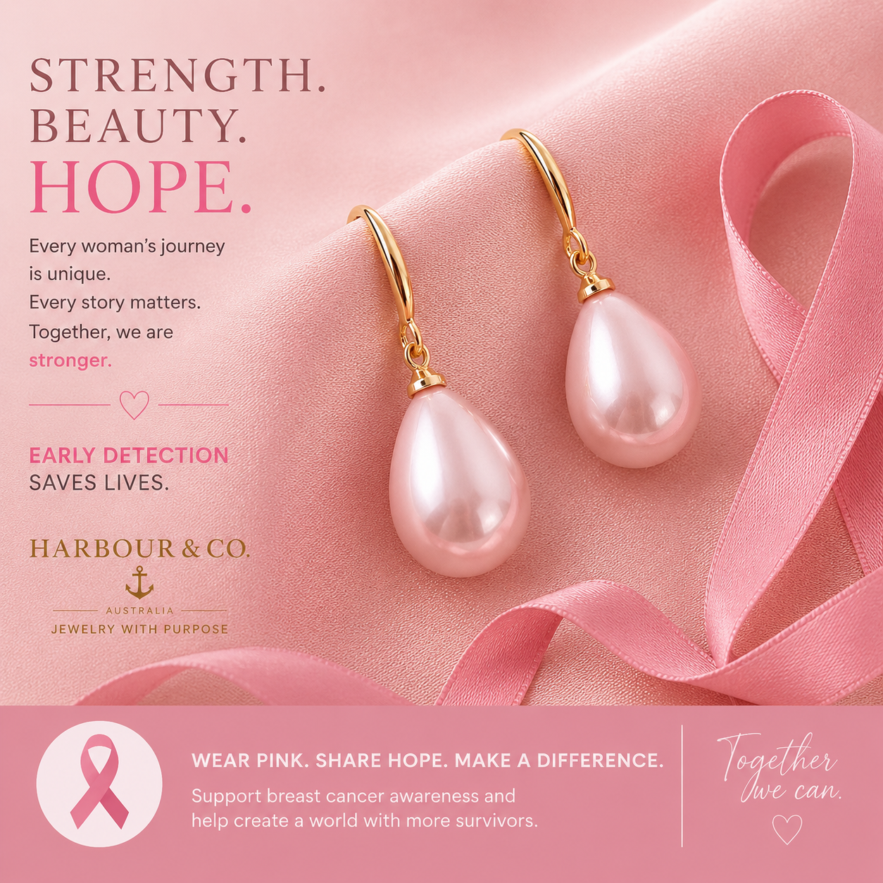 Breast Cancer Awareness | Hanging Pearl Drops