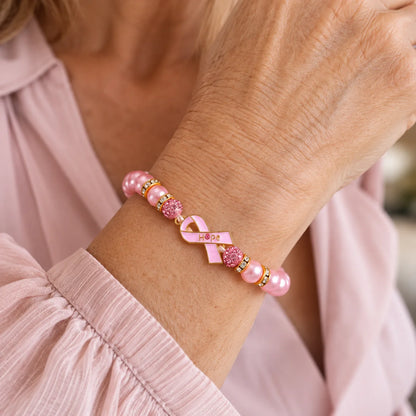 Breast Cancer Awareness Ribbon Badge Bracelet
