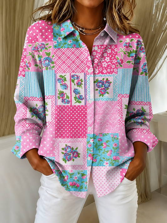 Casual Pink Flower Awareness Top