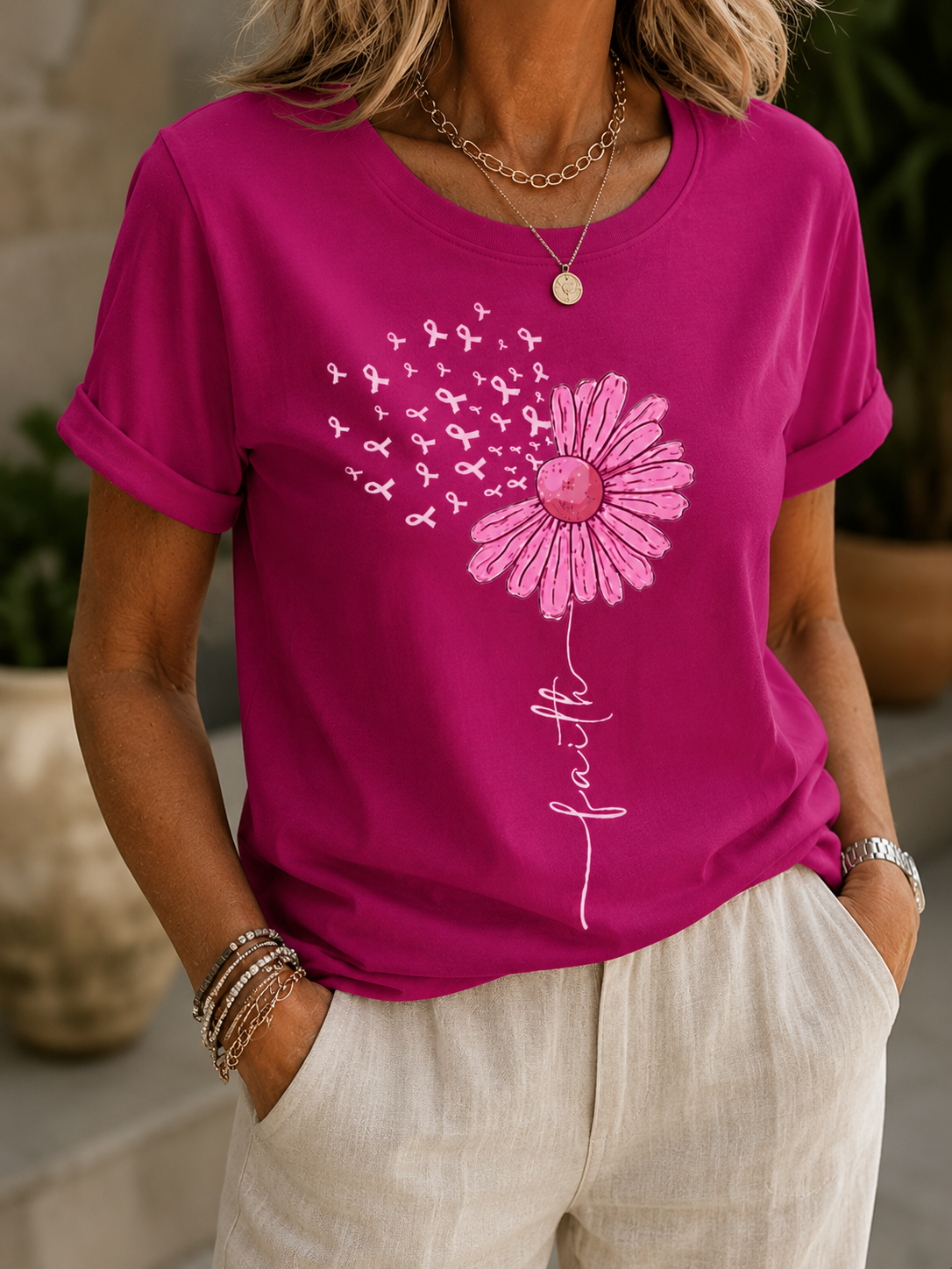 Casual Pink Awareness Tshirt