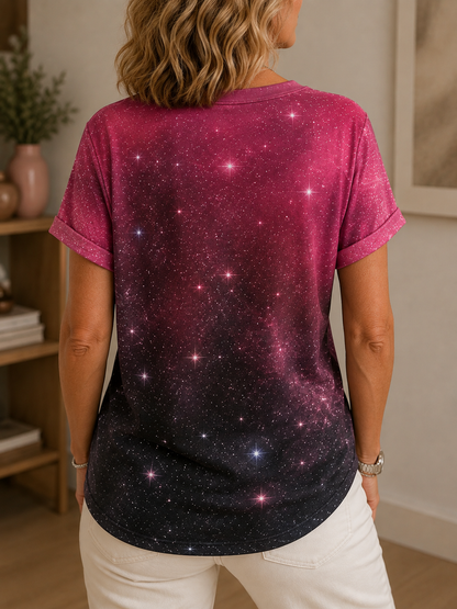 Pink Art Printed Casual T-Shirt