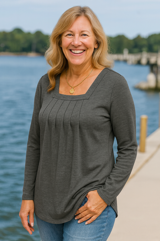 Colleen | Pleated Comfort Top – Long Sleeve Edition. Everyday confidence.