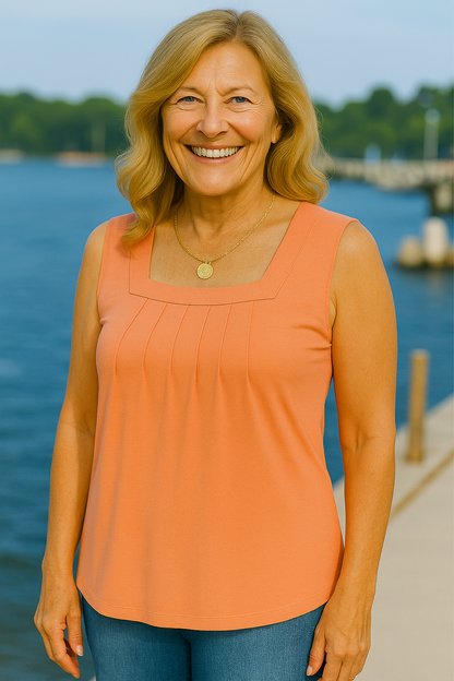 Colleen Sleeveless | Pleated Comfort Top – Confidence Without Compromise