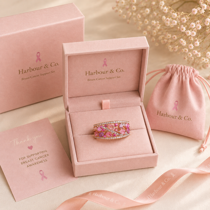 Wear the Hope Breast Cancer Awareness Classis Stoned Ring