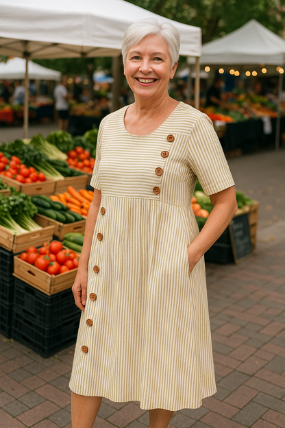 Brienne | Striped Midi Dress – Effortless Comfort, Everyday Confidence