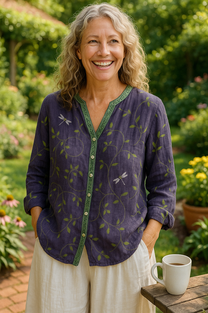 Fern | Relaxed V-Neck Blouse – Timeless Style, Effortless Comfort