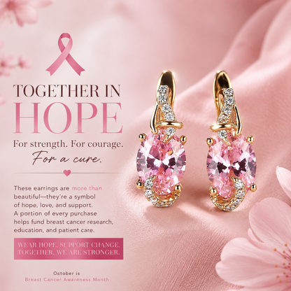 Breast Cancer Awareness Pink Serenity Teardrop Earrings – Symbol of Hope & Strength