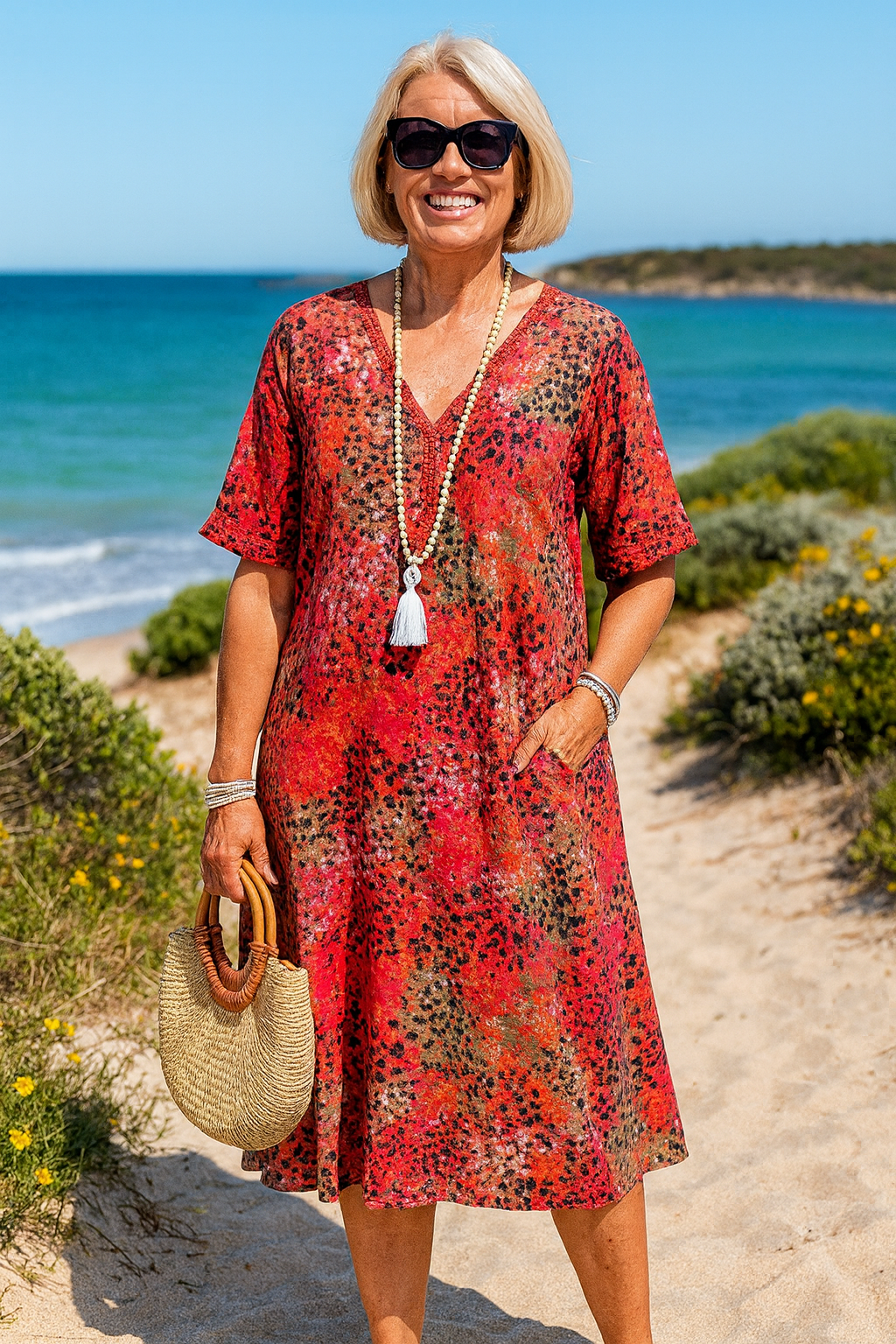 Mary | Elegant Midi Dress - Skims tummy