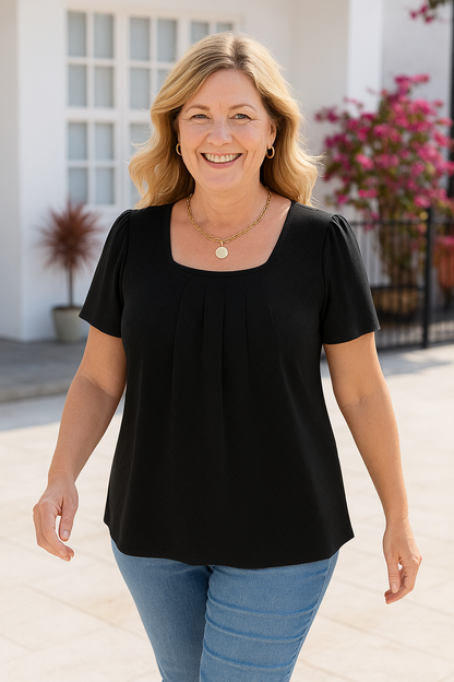 Colleen Luxe | Pleated Comfort Top – Everyday Confidence