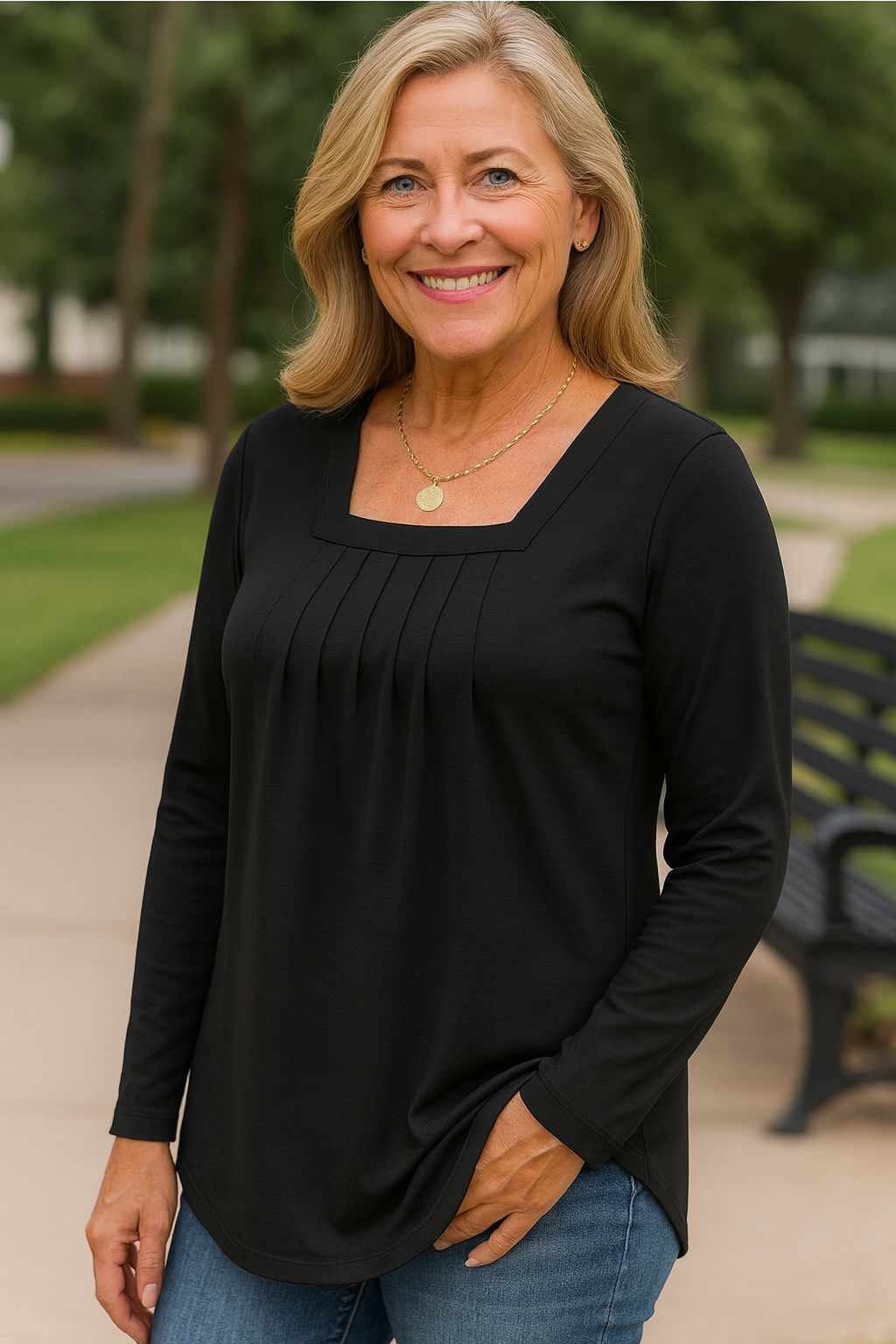 Colleen | Pleated Comfort Top – Long Sleeve Edition. Everyday confidence.