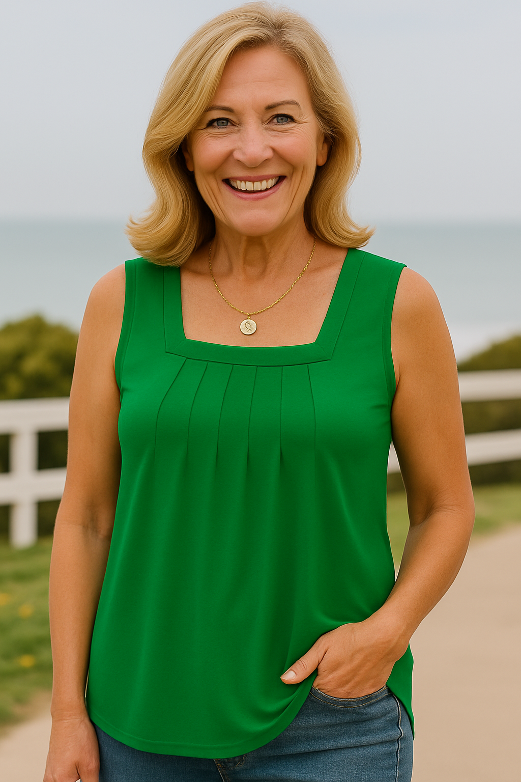 Colleen Sleeveless | Pleated Comfort Top – Confidence Without Compromise