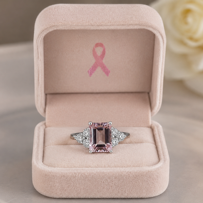 Breast Cancer Support Pink Emerald Ring | Get 1+1 Free